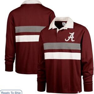 Men's '47 Alabama Crimson Tide Clubhouse Knox Thames Long Sleeve Rugby Polo